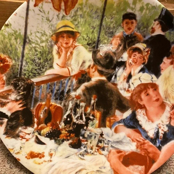 Luncheon of Boating Party Porcelain Home Office Decor 9.5” Plate Made in French - Picture 4 of 5